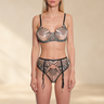 SECRET PLEASURE Grace Set Dessous mit transparentem Spitzen-BH und Strumpfhalter-Slip im Zebra-Muster